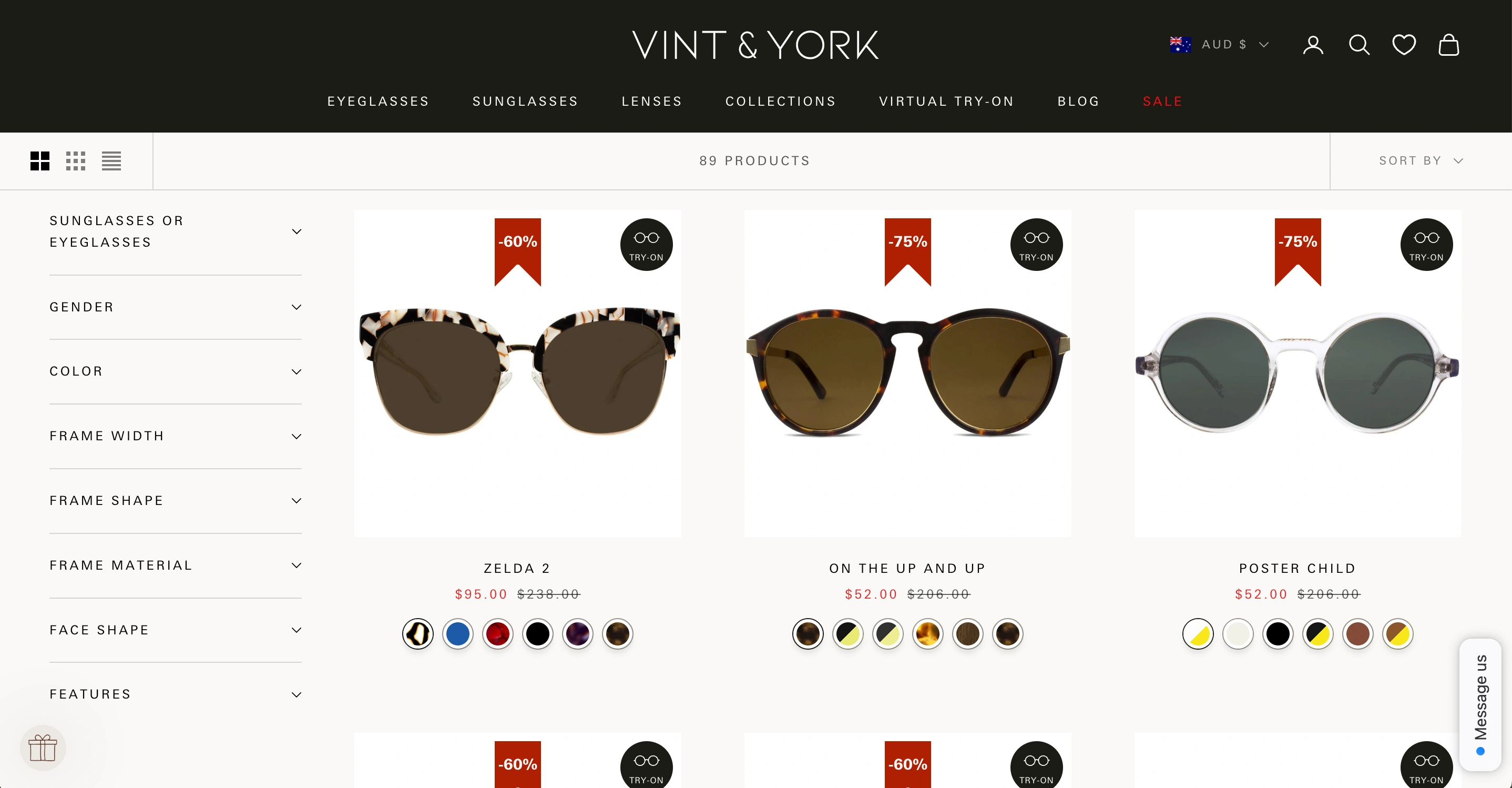 Collection page Virtual Try On button integration by Auglio
