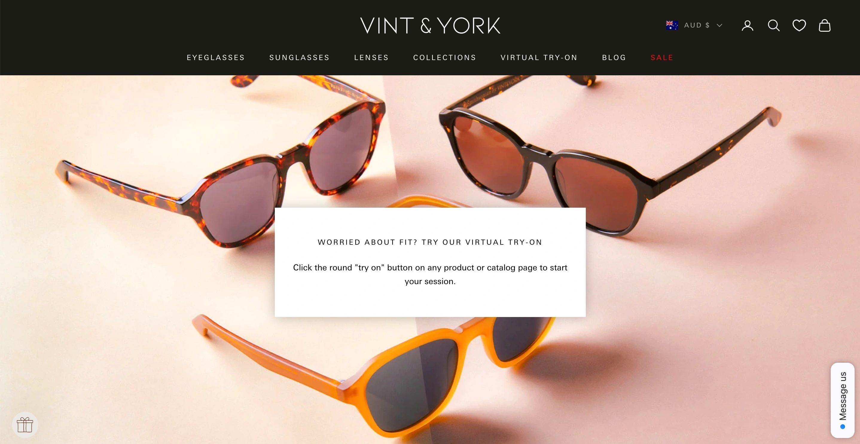 Virtual Try On landing page - Vint & York