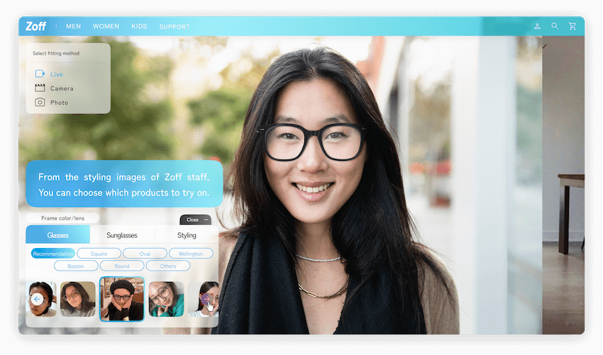 Staff styling-based frame switching – Try frames based on staff lookbooks or recommendations
